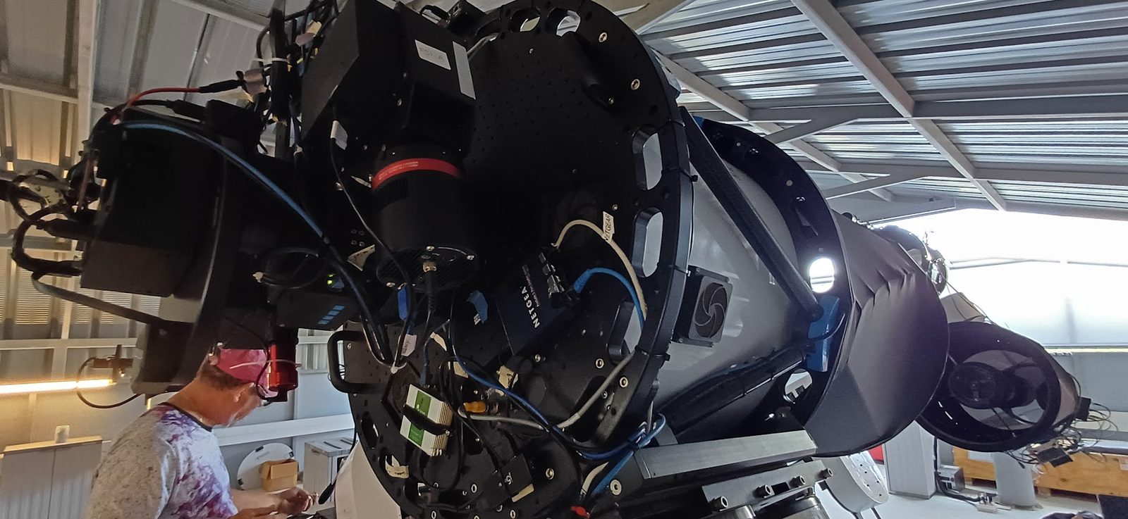 Closeup of telescope instrumentation and imaging equipment