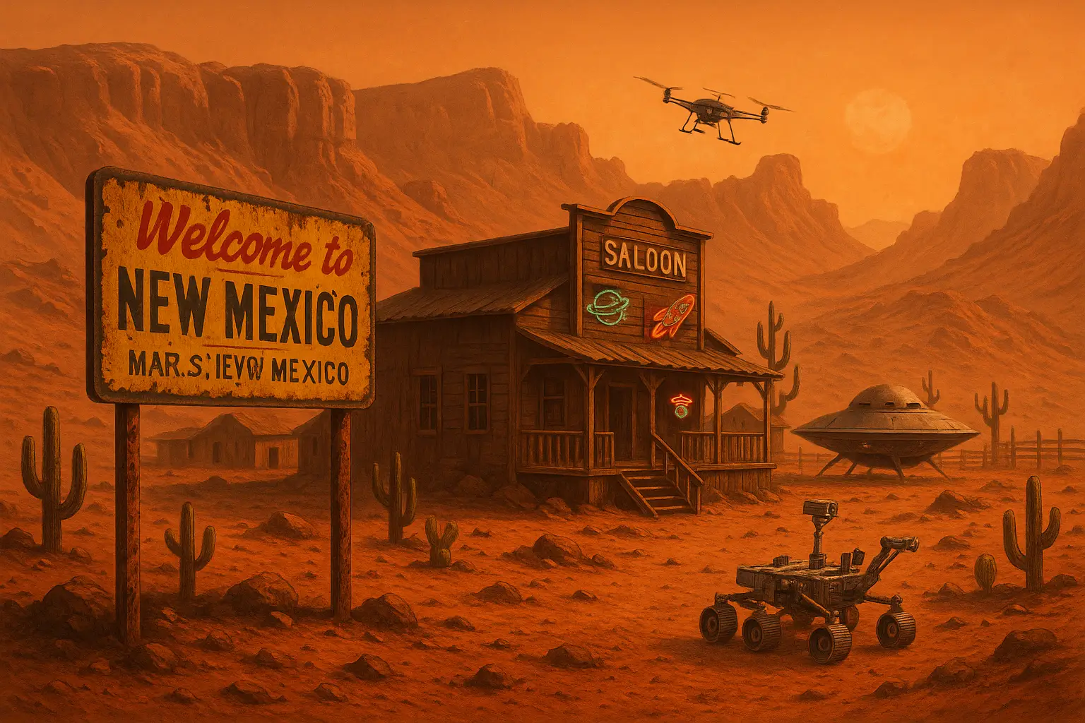 Simulation vehicles and domes in Mars, NM